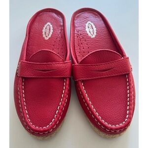Azaleia Red Leather Penny Loafers Slip On Mules 8